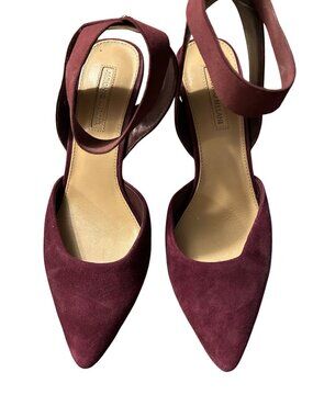 Antonio Melani Burgundy Suede Pointed-Toe Heels With Ankle Strap Size 8M
